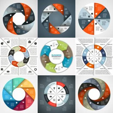 Vector circle arrows infographic diagram 8 options Stock Illustration