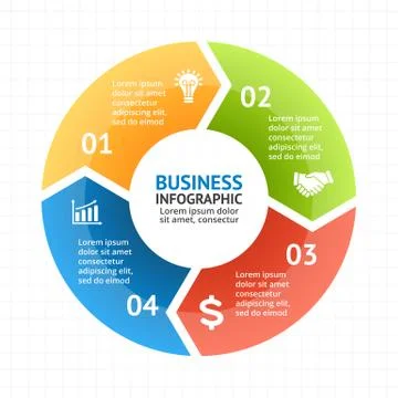 Vector circle arrows infographic, diagram, graph, presentation, chart. Business Stock Illustration