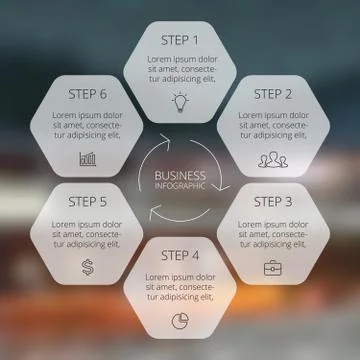 Vector circle arrows infographic, hexagon diagram, graph, presentation, chart Stock Illustration