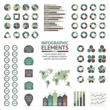 Vector circle arrows infographic tools set. Template for cycle diagram, graph Stock Illustration