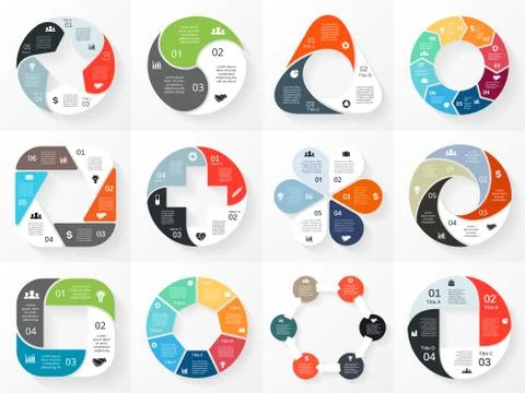 Vector circle arrows infographics set. Template for cycle diagram, graph Stock Illustration