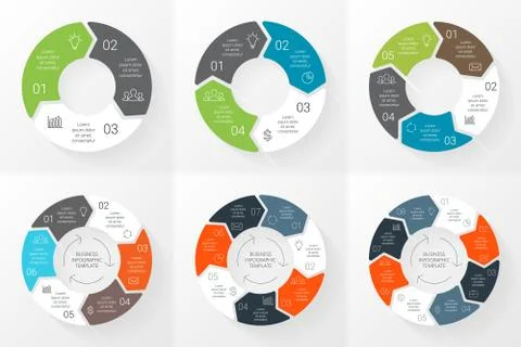 Vector circle arrows infographics set. Template for cycle diagram, graph Stock Illustration