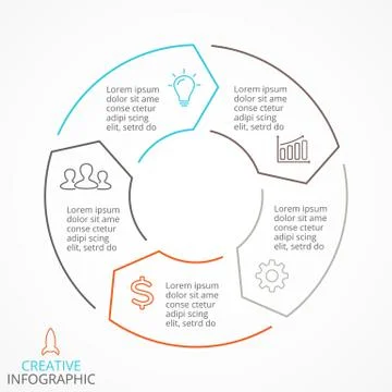 Vector circle arrows linear infographic, diagram, graph, presentation, chart Illustrazione stock