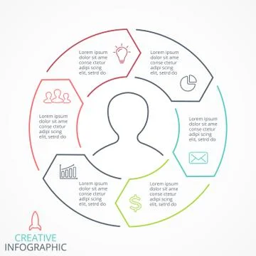 Vector circle arrows linear infographic, diagram, graph, presentation, chart Illustrazione stock