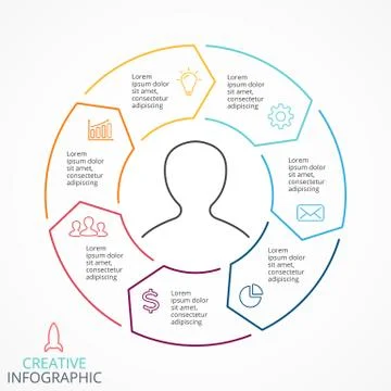 Vector circle arrows linear infographic, diagram, graph, presentation, chart Stock Illustration