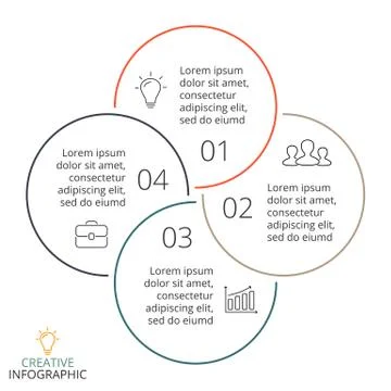 Vector circle arrows linear infographic, cycle diagram, minimal graph, flat Stock Illustration