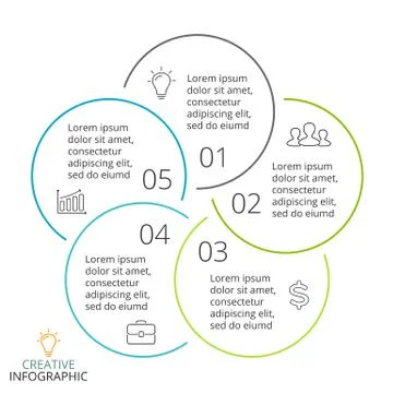 Vector circle arrows linear infographic, cycle diagram, minimal graph, flat Stock Illustration