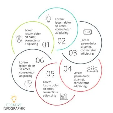 Vector circle arrows linear infographic, cycle diagram, minimal graph, flat Stock Illustration
