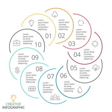 Vector circle arrows linear infographic, cycle diagram, minimal graph, flat Stock Illustration