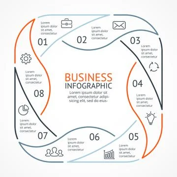 Vector circle arrows linear infographic, cycle diagram, graph, presentation Stock Illustration