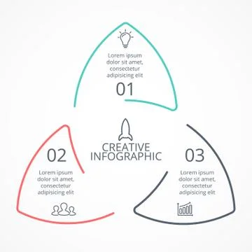 Vector circle arrows linear triangle infographic, cycle diagram, graph Stock Illustration