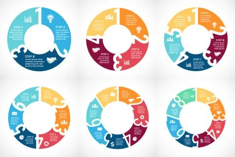 Vector circle arrows numbers 1, 2, 3, 4, 5, 6, 7, 8 infographic, diagram, graph Stock Illustration