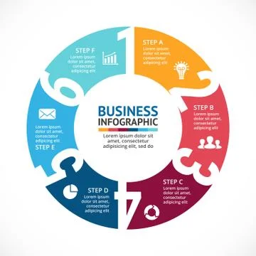 Vector circle arrows numbers infographic, diagram, graph, presentation, chart Stock Illustration