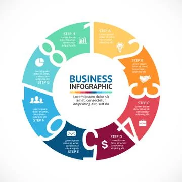 Vector circle arrows numbers infographic, diagram, graph, presentation, chart Stock Illustration