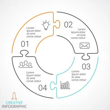 Vector circle arrows puzzle infographic, cycle diagram, linear graph Stock Illustration