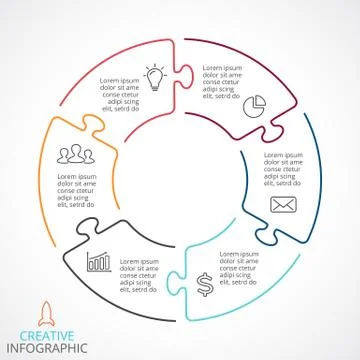 Vector circle arrows puzzle infographic, cycle diagram, linear graph Stock Illustration