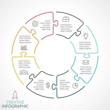 Vector circle arrows puzzle infographic, cycle diagram, linear graph Stock Illustration