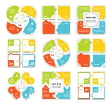 Vector circle arrows stripe infographics set. Template for cycle diagram, gra Stock Illustration