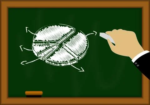 Vector : Circle chart graph on blackboard with hand Stock Illustration