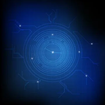 Vector : Circle circuit board on blue grid background Stock Illustration
