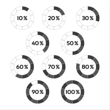 Vector circle diagram, ten steps percentage indicators Stock Illustration
