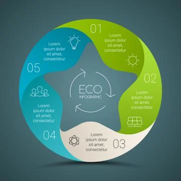 Vector circle eco infographics set. Ecology template for diagram, graph Stock Illustration