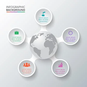 Vector circle elements with earth for infographic. Stock Illustration