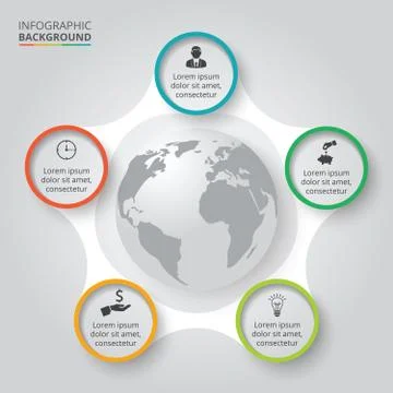 Vector circle elements with earth for infographic. Stock Illustration