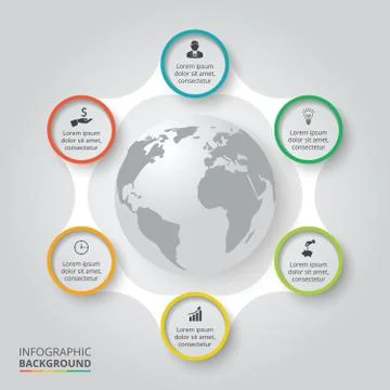 Vector circle elements with earth for infographic. Stock Illustration