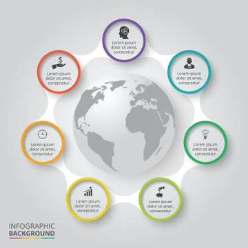 Vector circle elements with earth for infographic. Stock Illustration