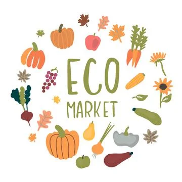 Vector circle frame for an eco market 库存插图