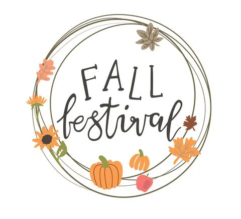 Vector circle frame for a fall festival Stock Illustration