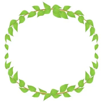 Vector circle frame of leaves and twigs for decorating events Stock Illustration