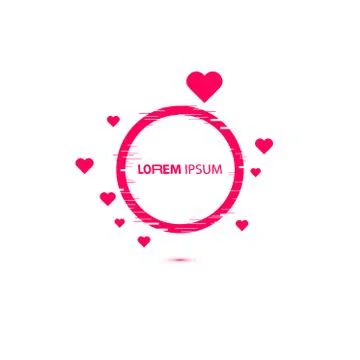 Vector circle frames set. Geometric shapes with herts, Glow Design for Graphic Stock Illustration