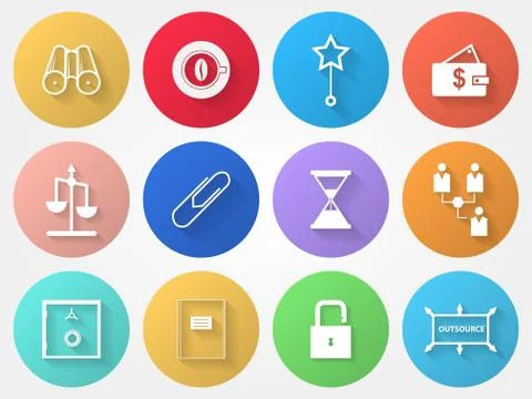 Vector circle icons for outsource Stock Illustration