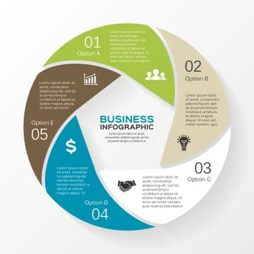 Vector circle infographic diagram 5 options Illustrazione stock