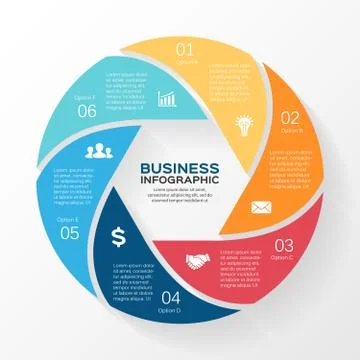 Vector circle infographic diagram 6 options Illustrazione stock