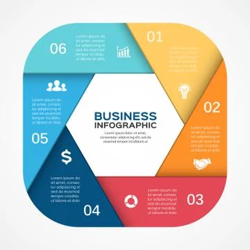 Vector circle infographic diagram 6 options Stock Illustration