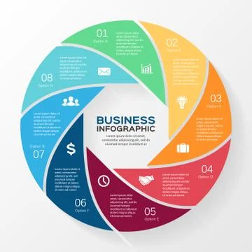 Vector circle infographic diagram 8 options Stock Illustration