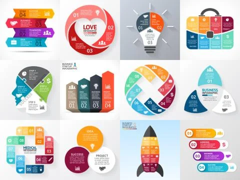 Vector circle infographic set. Business diagrams, arrows graphs, startup logo Stock Illustration