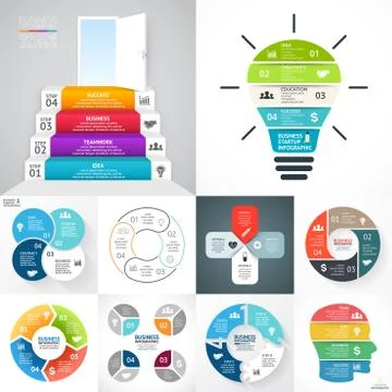 Vector circle infographic set. Business diagrams, arrows graphs, blur linear Illustrazione stock