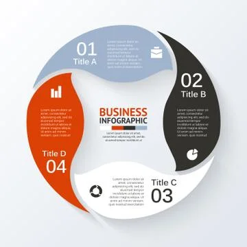 Vector circle infographic. Template for cycle diagram, graph, presentation and 스톡 일러스트