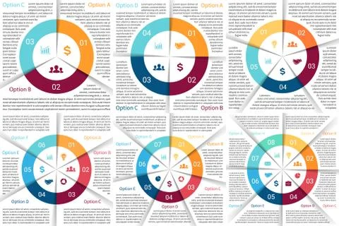 Vector circle infographic. Template for cycle diagram, graph, presentation and 스톡 일러스트