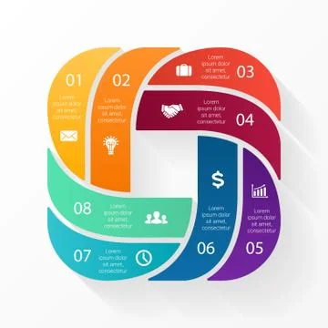 Vector circle infographic. Template for cycle diagram, graph, presentation and Illustrazione stock
