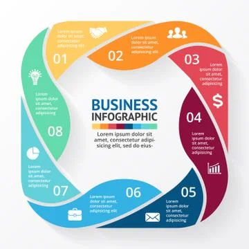 Vector circle infographic. Template for cycle diagram, graph, presentation and Illustrazione stock