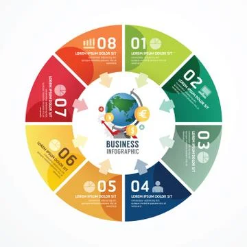 Vector circle infographics business design template/ can be used for infograp Stock Illustration