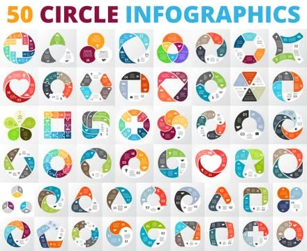 Vector circle infographics set. Business diagrams, arrows graphs, startup Stock Illustration