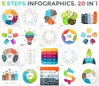Vector circle infographics set. Business diagrams, arrows graphs, startup logo Stock Illustration
