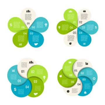 Vector circle infographics set. Template for cycle diagram, graph, presentation Stock Illustration