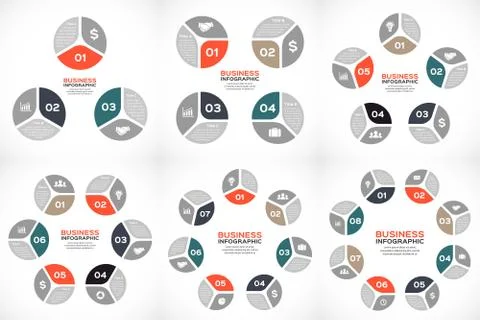Vector circle infographics set Template for cycle diagram, graph, presentation Illustrazione stock